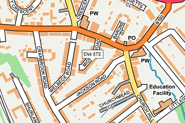 EN4 8TE map - OS OpenMap – Local (Ordnance Survey)