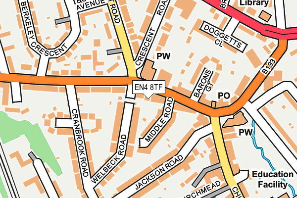 EN4 8TF map - OS OpenMap – Local (Ordnance Survey)