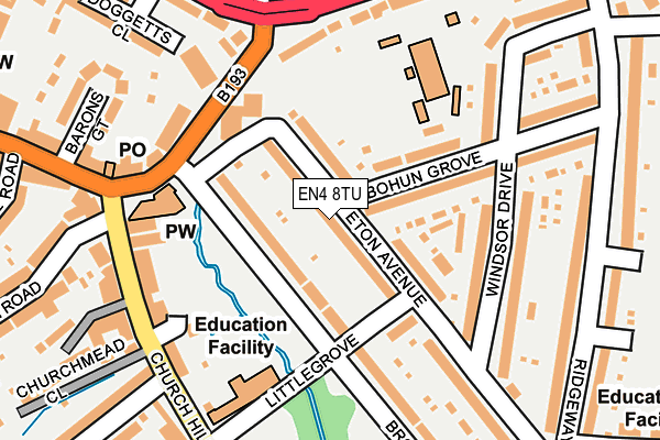 EN4 8TU map - OS OpenMap – Local (Ordnance Survey)