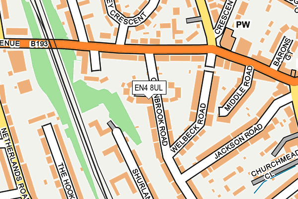 EN4 8UL map - OS OpenMap – Local (Ordnance Survey)
