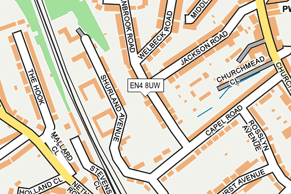 EN4 8UW map - OS OpenMap – Local (Ordnance Survey)