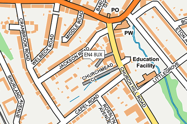 EN4 8UX map - OS OpenMap – Local (Ordnance Survey)