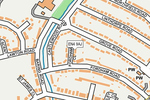 EN4 9AJ map - OS OpenMap – Local (Ordnance Survey)