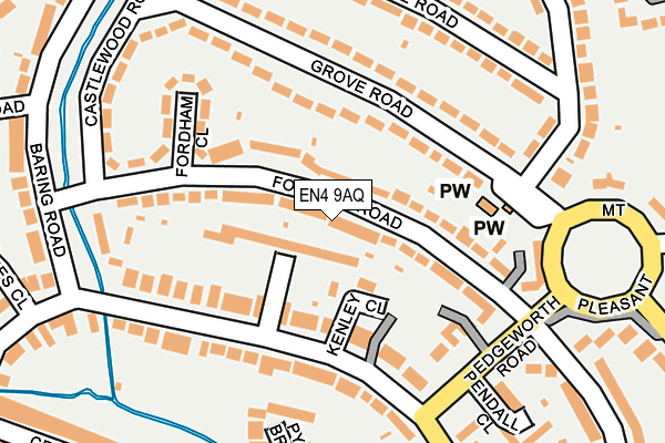 EN4 9AQ map - OS OpenMap – Local (Ordnance Survey)