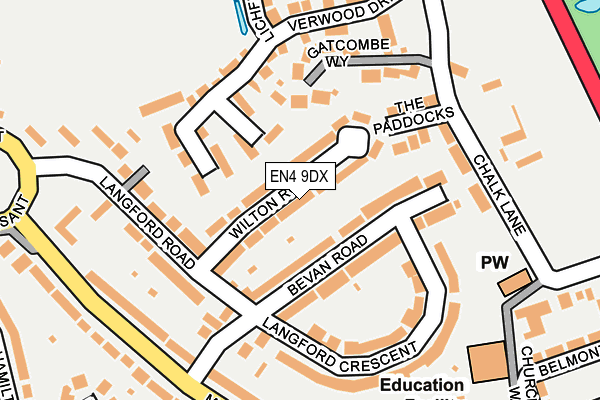 EN4 9DX map - OS OpenMap – Local (Ordnance Survey)