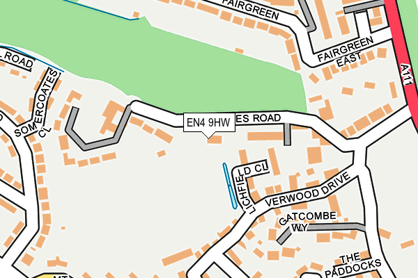 EN4 9HW map - OS OpenMap – Local (Ordnance Survey)