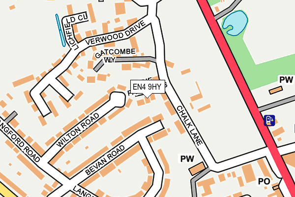EN4 9HY map - OS OpenMap – Local (Ordnance Survey)