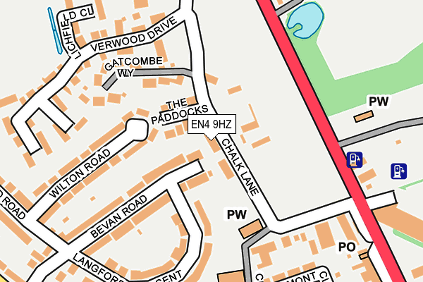 EN4 9HZ map - OS OpenMap – Local (Ordnance Survey)