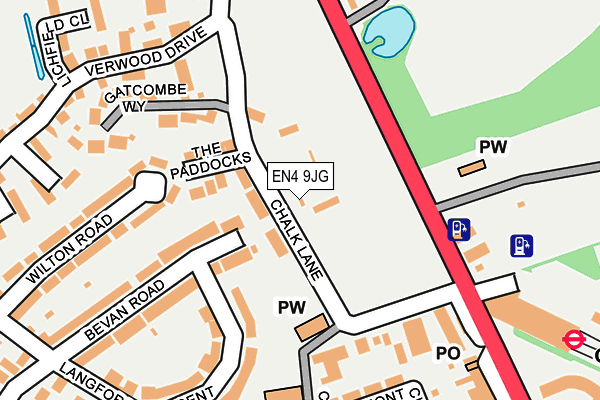 EN4 9JG map - OS OpenMap – Local (Ordnance Survey)