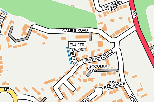 EN4 9TR map - OS OpenMap – Local (Ordnance Survey)