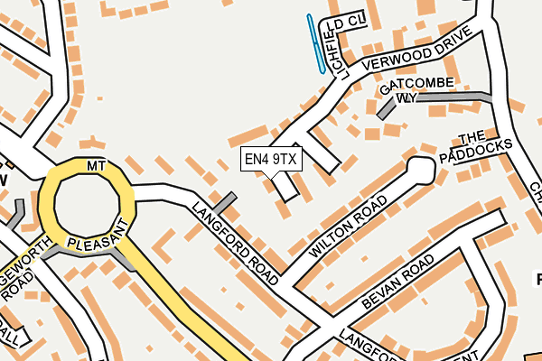 EN4 9TX map - OS OpenMap – Local (Ordnance Survey)