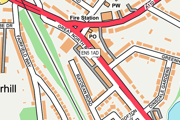 EN5 1AD map - OS OpenMap – Local (Ordnance Survey)