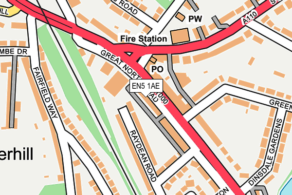EN5 1AE map - OS OpenMap – Local (Ordnance Survey)