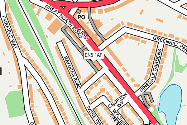 EN5 1AF map - OS OpenMap – Local (Ordnance Survey)