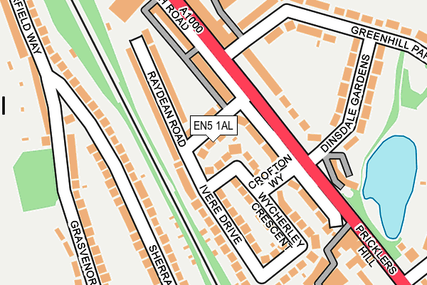 EN5 1AL map - OS OpenMap – Local (Ordnance Survey)