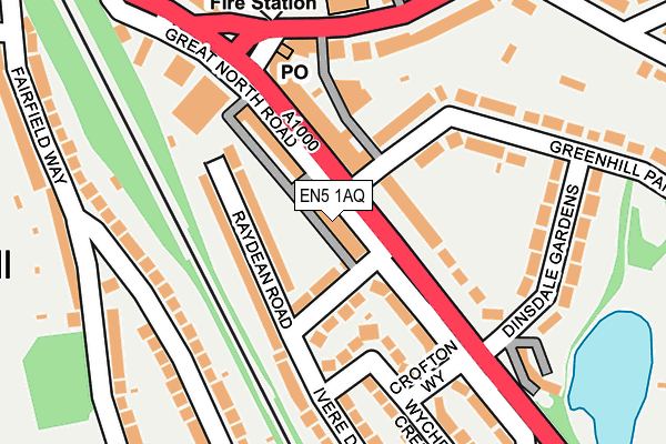 EN5 1AQ map - OS OpenMap – Local (Ordnance Survey)