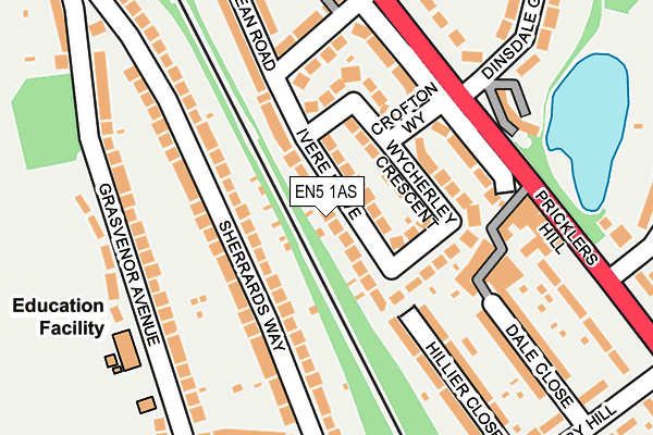 EN5 1AS map - OS OpenMap – Local (Ordnance Survey)