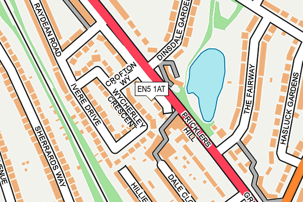 EN5 1AT map - OS OpenMap – Local (Ordnance Survey)