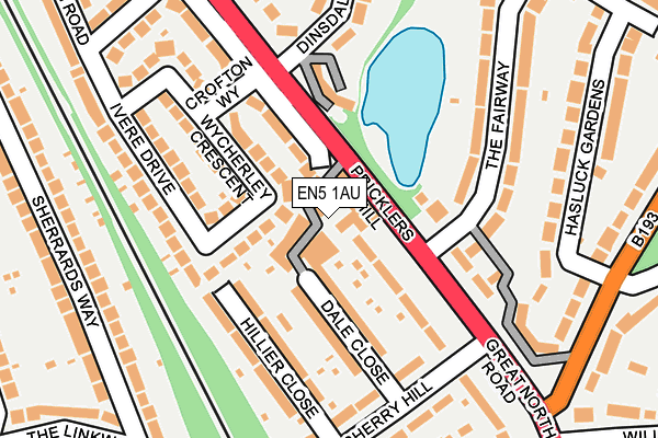 EN5 1AU map - OS OpenMap – Local (Ordnance Survey)