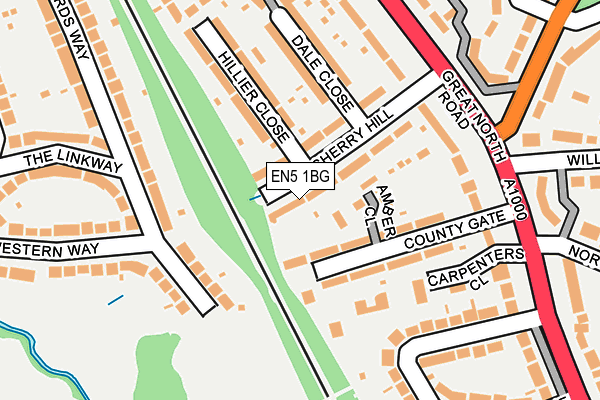 EN5 1BG map - OS OpenMap – Local (Ordnance Survey)