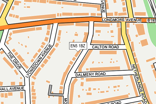 EN5 1BZ map - OS OpenMap – Local (Ordnance Survey)