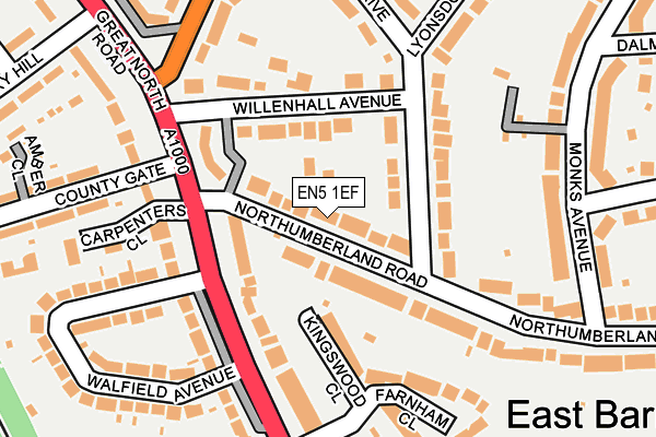 EN5 1EF map - OS OpenMap – Local (Ordnance Survey)