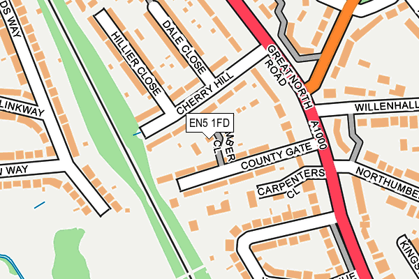 EN5 1FD map - OS OpenMap – Local (Ordnance Survey)