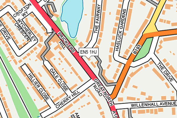 EN5 1HJ map - OS OpenMap – Local (Ordnance Survey)