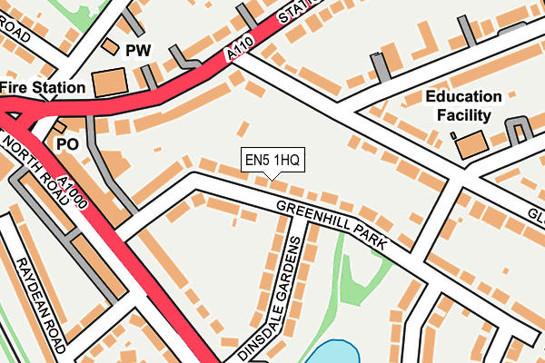 EN5 1HQ map - OS OpenMap – Local (Ordnance Survey)