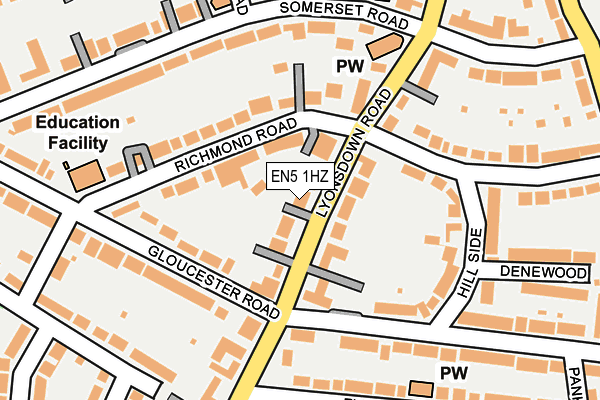 EN5 1HZ map - OS OpenMap – Local (Ordnance Survey)