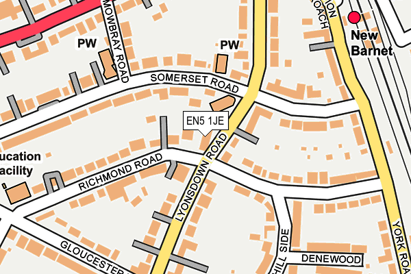 EN5 1JE map - OS OpenMap – Local (Ordnance Survey)