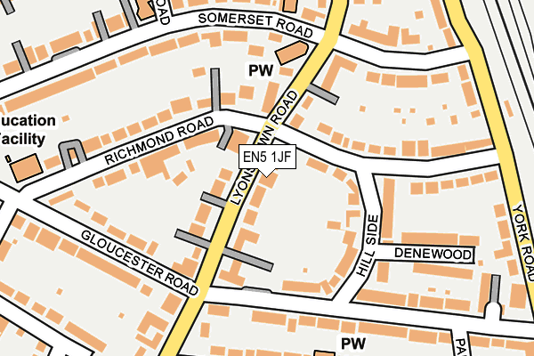 EN5 1JF map - OS OpenMap – Local (Ordnance Survey)