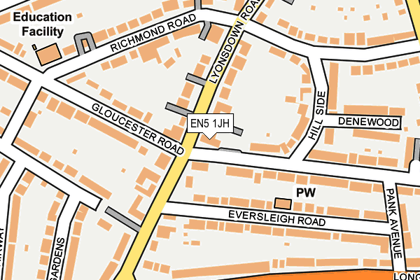 EN5 1JH map - OS OpenMap – Local (Ordnance Survey)