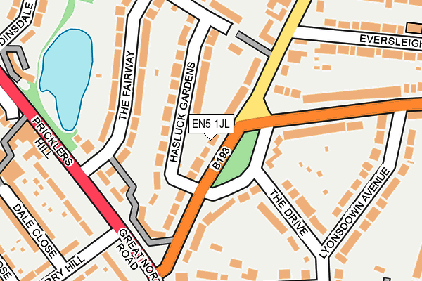 EN5 1JL map - OS OpenMap – Local (Ordnance Survey)