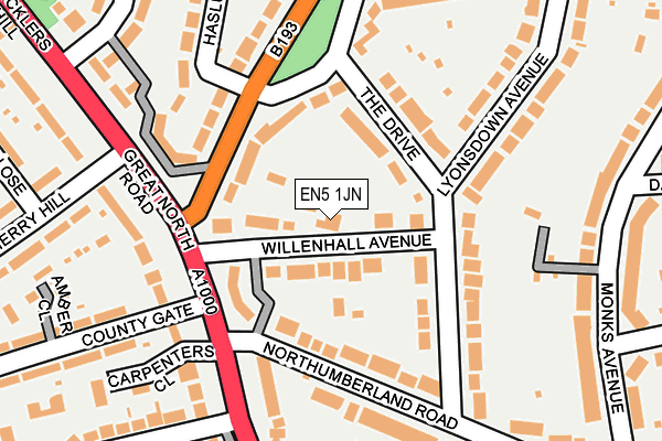 EN5 1JN map - OS OpenMap – Local (Ordnance Survey)