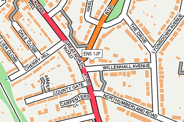 EN5 1JP map - OS OpenMap – Local (Ordnance Survey)