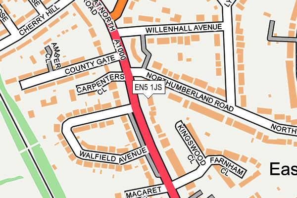 EN5 1JS map - OS OpenMap – Local (Ordnance Survey)
