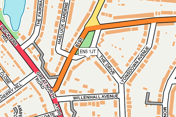 EN5 1JT map - OS OpenMap – Local (Ordnance Survey)
