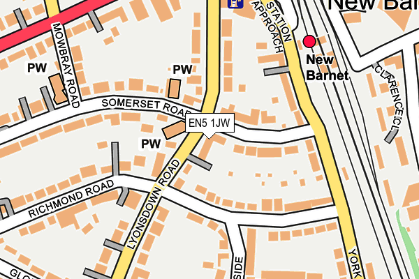 EN5 1JW map - OS OpenMap – Local (Ordnance Survey)