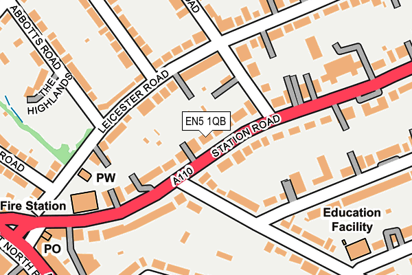 EN5 1QB map - OS OpenMap – Local (Ordnance Survey)