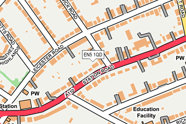 EN5 1QD map - OS OpenMap – Local (Ordnance Survey)