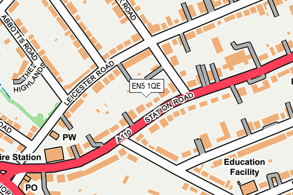 EN5 1QE map - OS OpenMap – Local (Ordnance Survey)