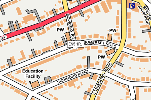 EN5 1RJ map - OS OpenMap – Local (Ordnance Survey)