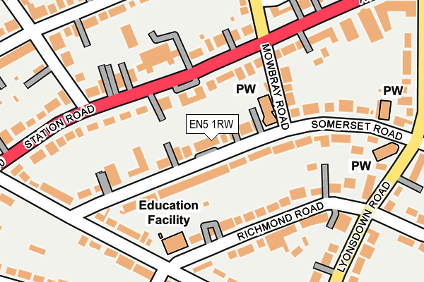 EN5 1RW map - OS OpenMap – Local (Ordnance Survey)