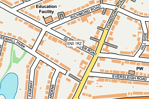 EN5 1RZ map - OS OpenMap – Local (Ordnance Survey)