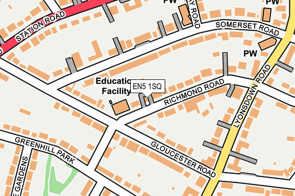 EN5 1SQ map - OS OpenMap – Local (Ordnance Survey)