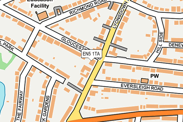 EN5 1TA map - OS OpenMap – Local (Ordnance Survey)