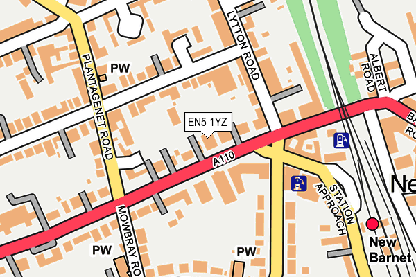 EN5 1YZ map - OS OpenMap – Local (Ordnance Survey)