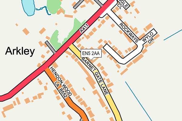 EN5 2AA map - OS OpenMap – Local (Ordnance Survey)
