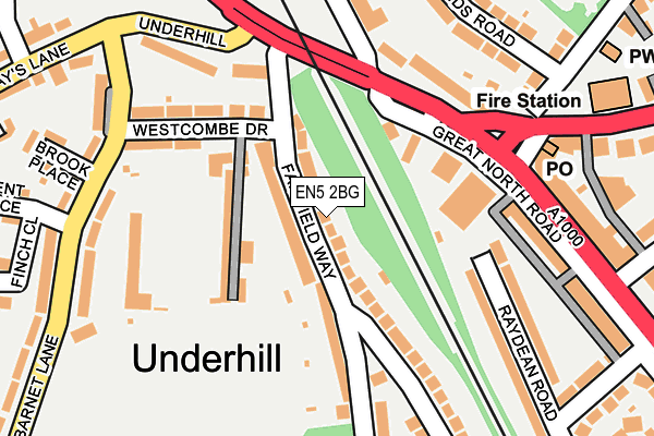 EN5 2BG map - OS OpenMap – Local (Ordnance Survey)